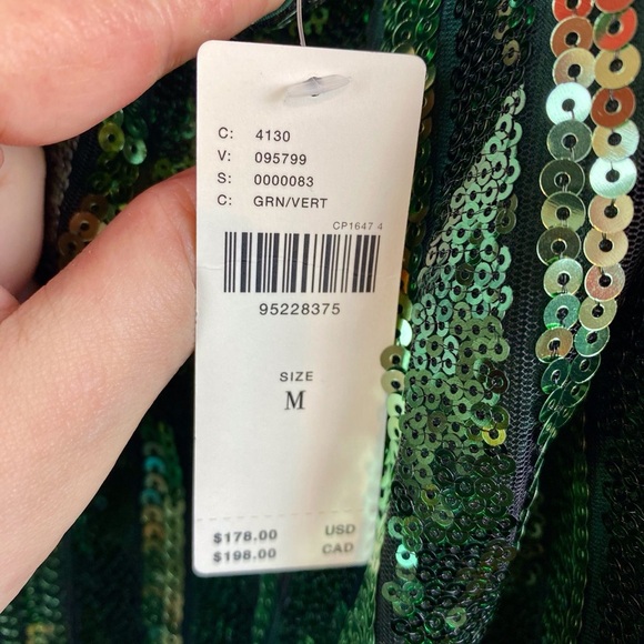 NWT Maeve Sleeveless Sequin Stripe Midi Dress in Green Size Medium. - Picture 9 of 16